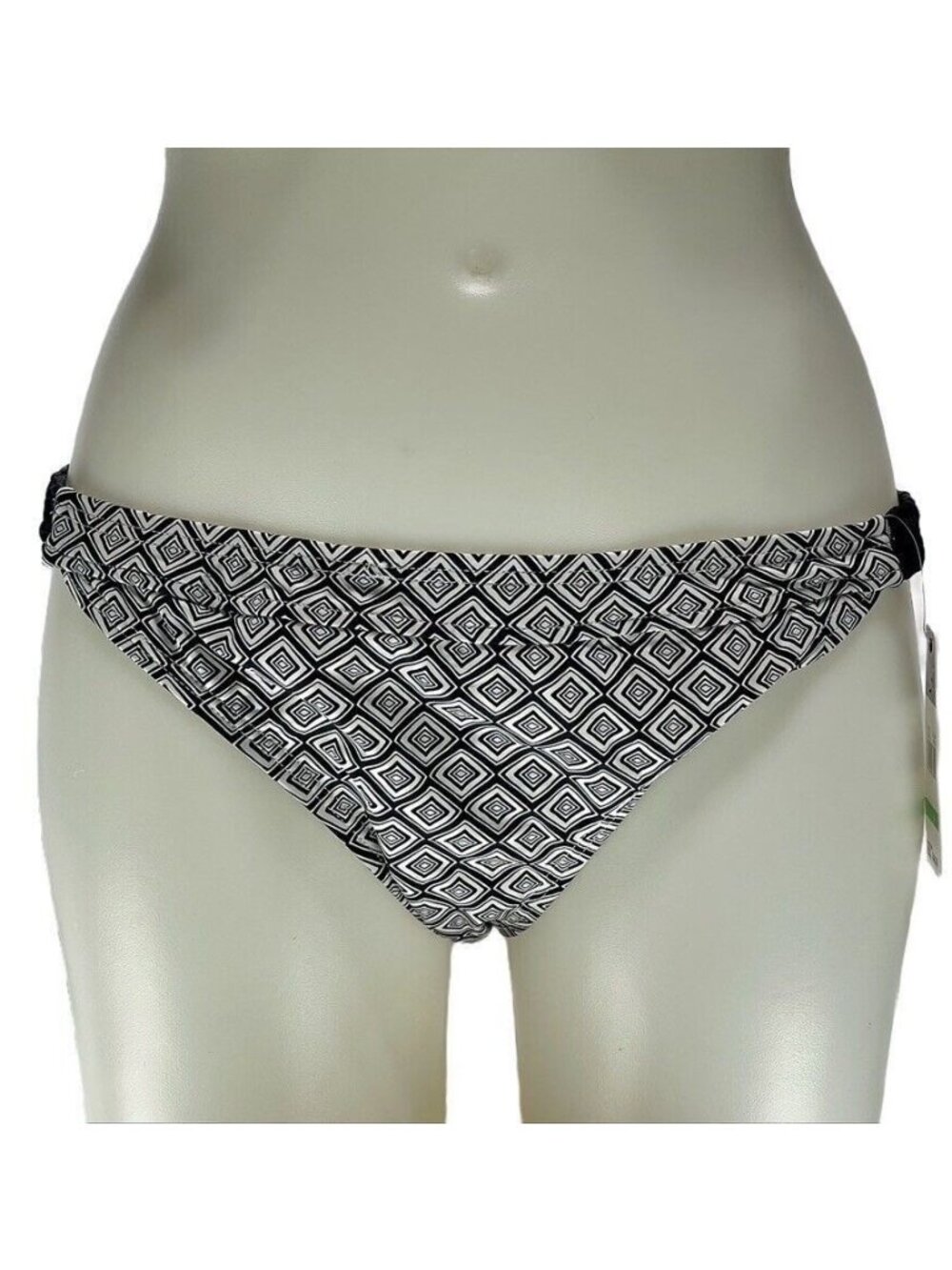 Cole Of California Womens Black & White Diamond Print Bikini Bottom Size L Nylon